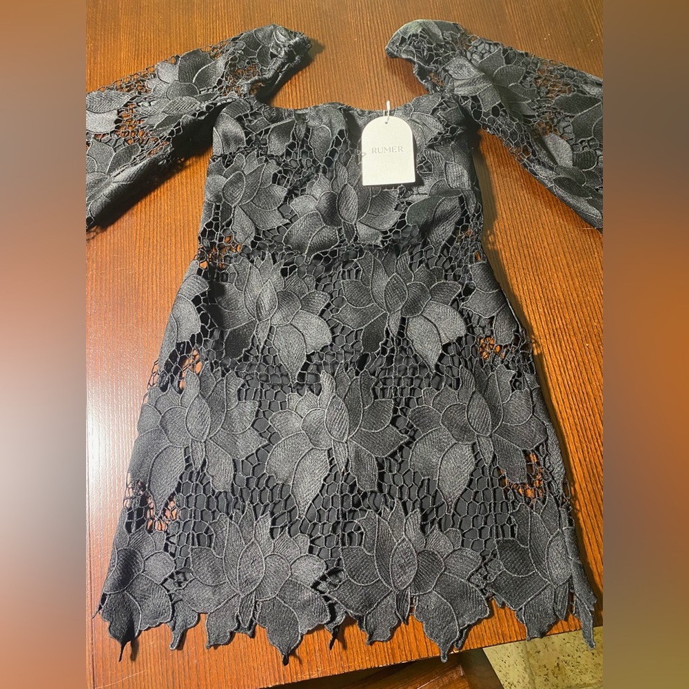 Rumer Balck Lace Mini Dress